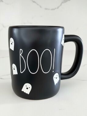 Rae Dunn Black Ceramic "BOO!" Mug